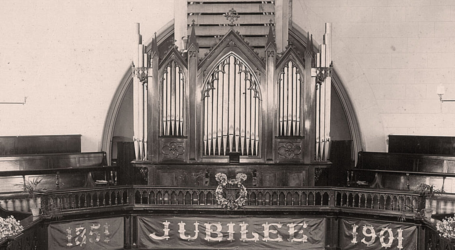 Historical photo of old organ