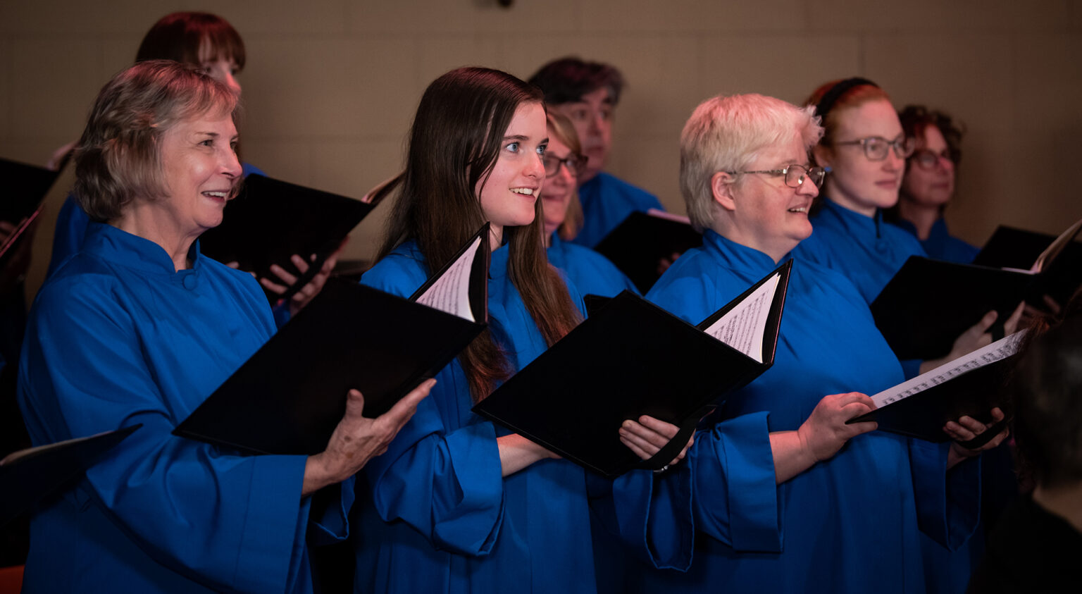 Choir group singing in church